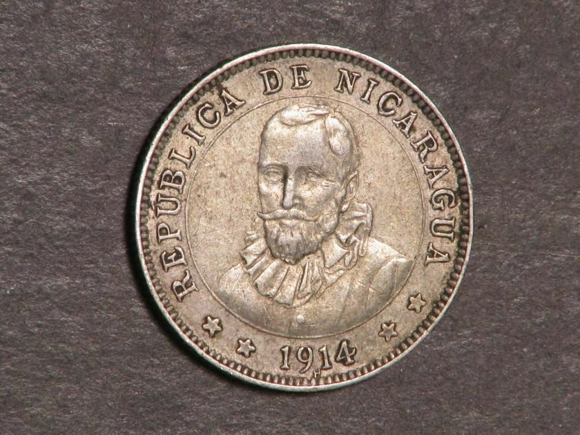 Nicaragua 1914 10 Centavos Silver Xf